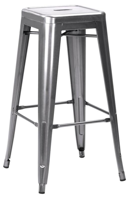 French Bistro High Stool - Silver Gloss - main image