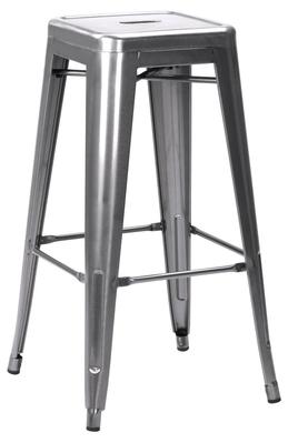 French Bistro High Stool - Silver Gloss