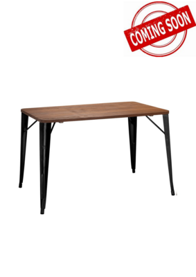 French Bistro Table ( 1200mm x 700mm) - Matt Black / Walnut - DUE W/C 01/04/2024