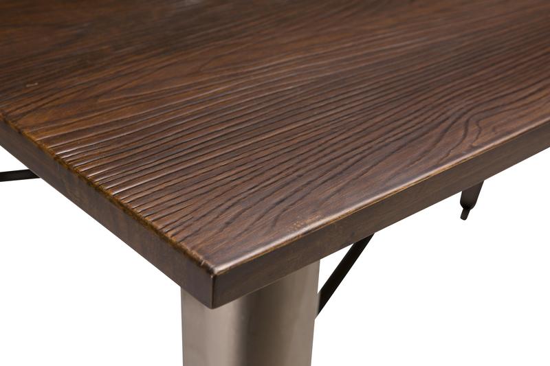 French Bistro Table (1200mm x 700mm) - Gun Metal Grey / Walnut  - main image