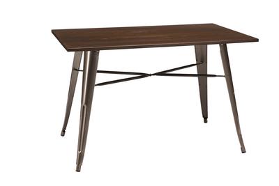 French Bistro Table (1200mm x 700mm) - Gun Metal Grey / Walnut 