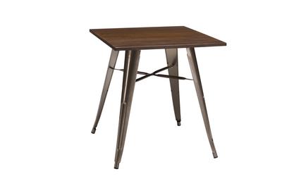 French Bistro Table (700mm x 700mm) - Gunmetal Grey / Walnut - 